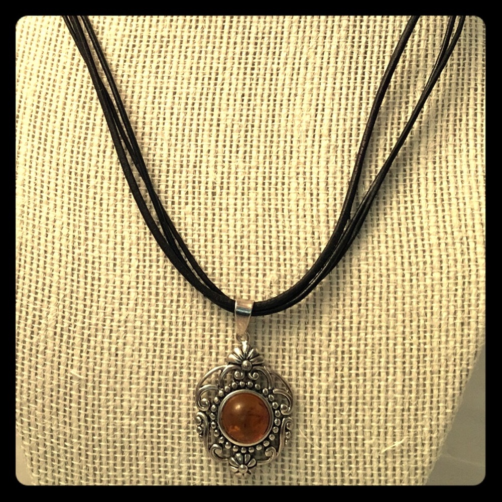 Lovely Amber & Sterling Silver Pendant